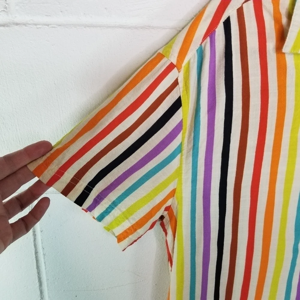 Target pride collection rainbow striped camp short sleeve shirt
